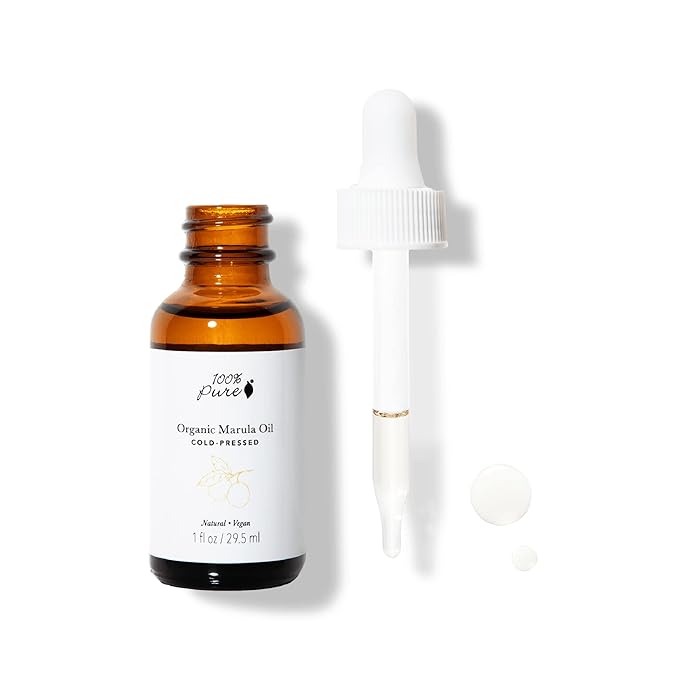 100% PURE Organic Marula Oil Cold-Pressed For Face Body Hair Hydrating Vitamins & Omega Fatty Acids Support Glowing Plumped Up Youthful Skin - Natural Moisturizer Facial Radiance - Vegan - 1oz