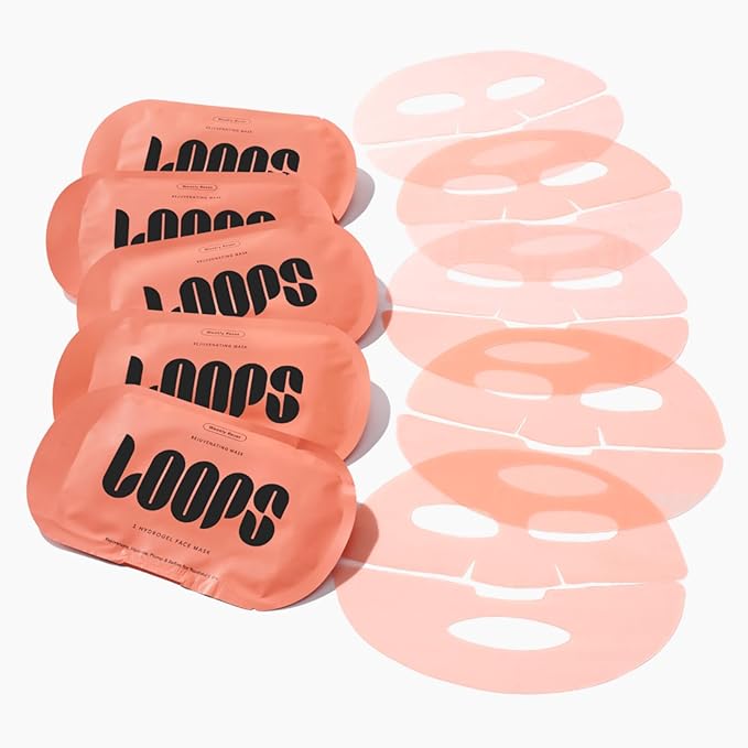 LOOPS WEEKLY RESET - Rejuvenating Hydrogel Face Masks - Rejuvenate, Hydrate, Refine, Visibly Plump - Moisturizing & Pore Refining - Glowing Skin Mask Face Mask Reduces Signs of Puffiness, 5pc
