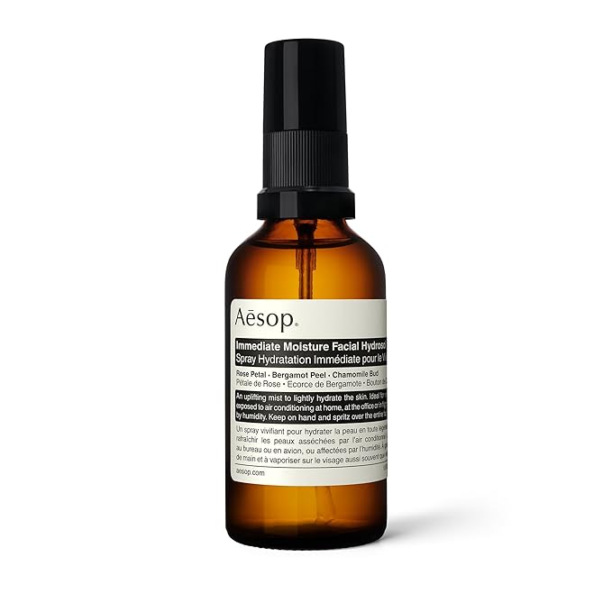 Aesop Immediate Moisture Facial Hydrosol | Hydrating Face Mist with Rose Petal & Bergamot | Hydrator for All Skin Types | Vegan, Cruelty-Free, Paraben-Free | 50 mL/1.7 oz