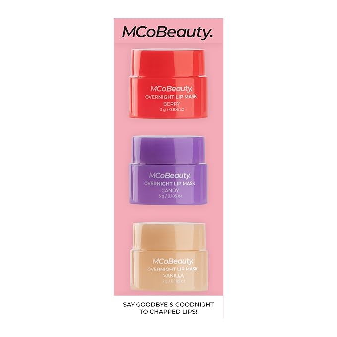 MCoBeauty Double Duty Lip Mask Deluxe Trio - Hydrating Lip Balm Set with Coconut Oil Vitamin E Hyaluronic Acid - Overnight Lip Mask Treatment for Dry Lips - Tinted Lip Care, Vegan Cruelty Free - 15g