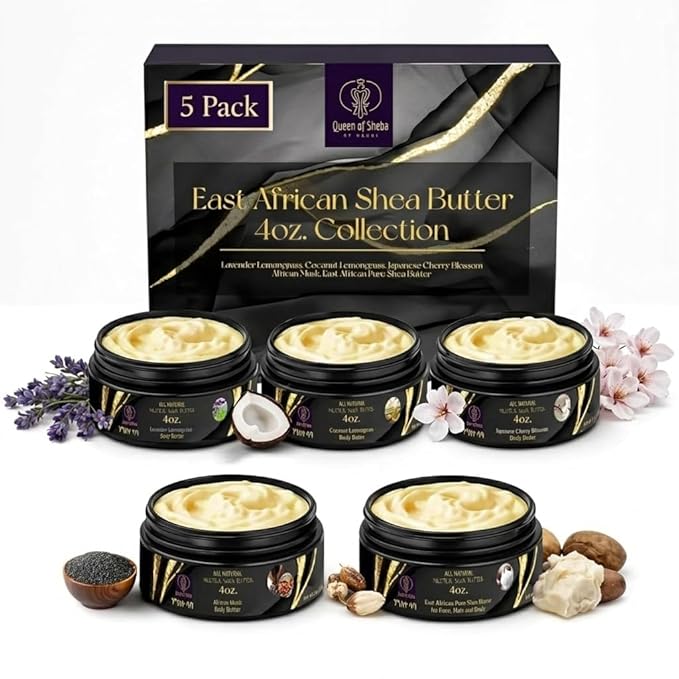African Shea Butter Raw Organic Unrefined Shea Butter for Face 4 Oz Multi Scents Box - Organically Certified USDA for All Skin Types Body and Hair Moisturizing Skincare