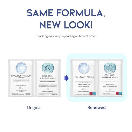 #OOTD Hydrating Soothing Sheet Masks Gift Set for Skincare, Korean Vegan Sheet Mask for Dry, Sensitive Skin, Calming, Smoothing, Brightening, Collagen, Ceramide, Cica, Hyaluronic Acid 30EA