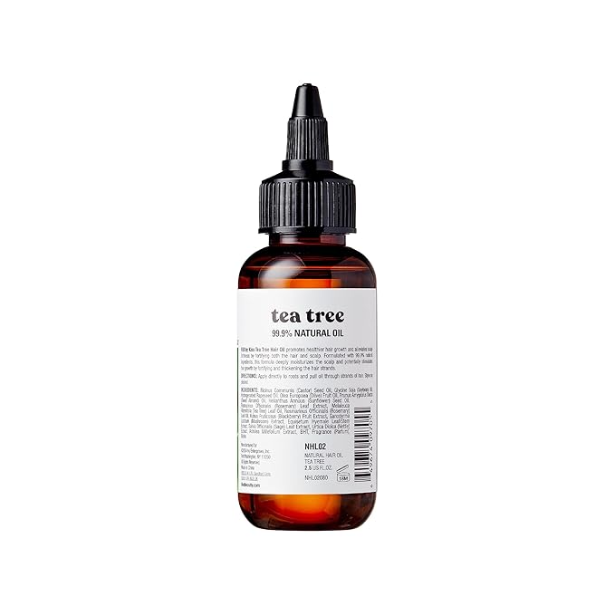 Red by Kiss Professional 99.9% Natural Hair Oil, Organic Vegan Oil Blend for Dry & Itchy Scalp Relief, Hydrating Biotin Infused, Nourish Add Shine & Smooth Hair (Tea Tree, 2.5 Fl Oz)