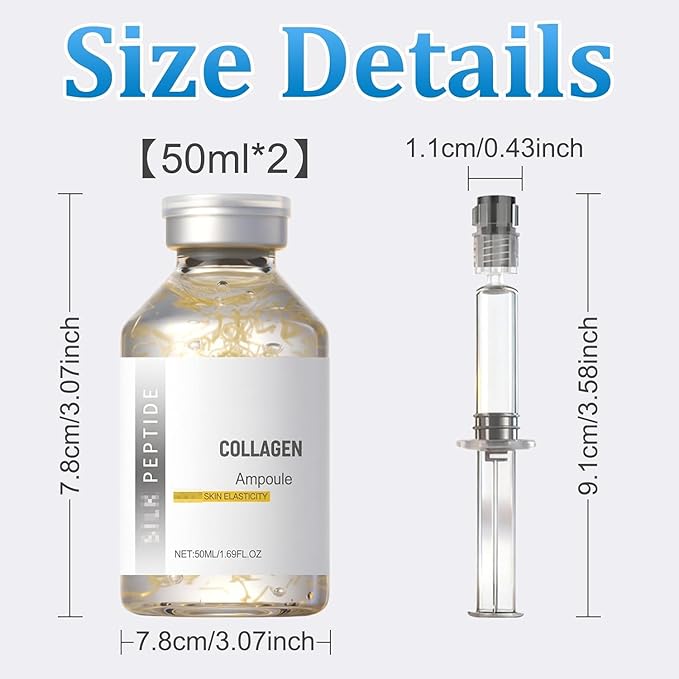 2PCS Peptide Lifting Ampoule,Silkptide Lifting Ampoule,Collagen Silkptide Lifting Serum, Korean Anti Aging Facial Essence for Face Lifting, Smoothing, Hydrating,50ML