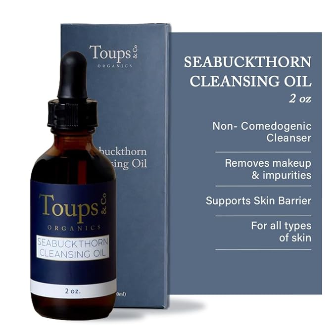 Toups & Co Seabuckthorn Cleansing Oil | Non-Comedogenic Cleanser & Makeup Remover | With Seabuckthorn, Jojoba & Castor Oil | Balances, Hydrates & Protects Skin Barrier | 2 oz