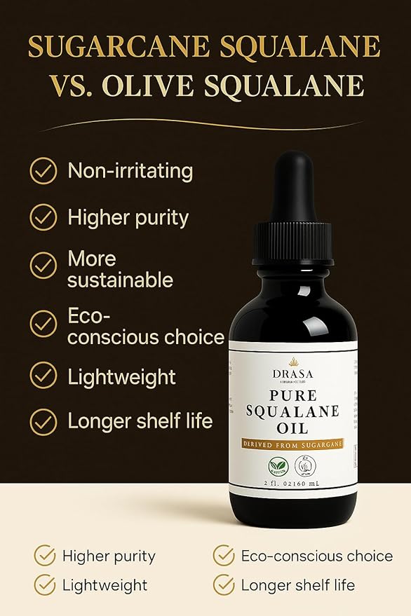 Pure Squalane Oil Moisturizer with 100% Sugarcane Derived Squalane for Face, Body, Skin and Hair - Face Oil 2 fl. oz.