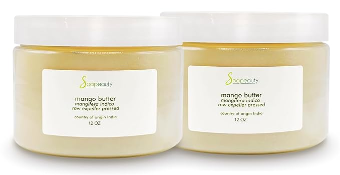 Soapeauty Raw Mango Butter 100% pure natural | Body, Hair & DIY Projects | Non GMO, No Preservatives, Vegan | 24 oz (2 x 12 oz)
