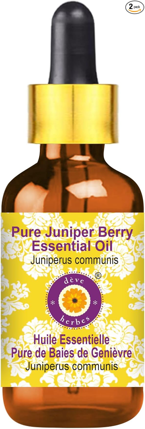 Deve Herbes Pure Juniper Berry Essential Oil (Juniperus communis) with Glass Dropper Steam Distilled 30ml (1 oz)