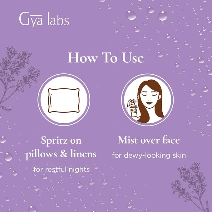 Gya Labs French Lavender Hydrosol - 3.4 Fl Oz - Hydrating Face & Body Mist for Skin Toner & Hair Refresher - As Pillow, Room & Linen Spray for Fresh Scent