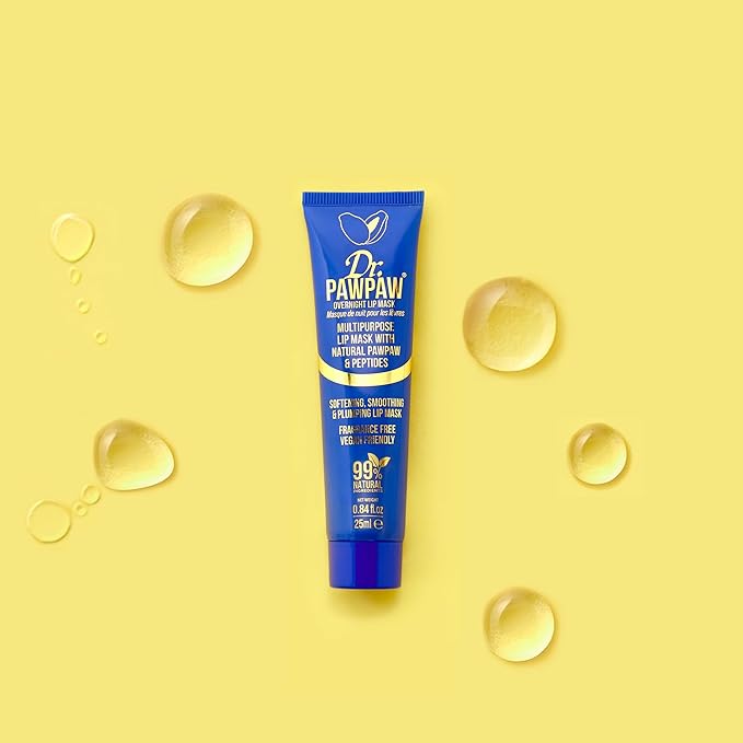 Dr. PawPaw Multipurpose Overnight Lip Mask - Lip Sleeping Mask with Peptides - Natural Lip Moisturizer for Plumper Lip - Cruelty Free - 0.84 oz