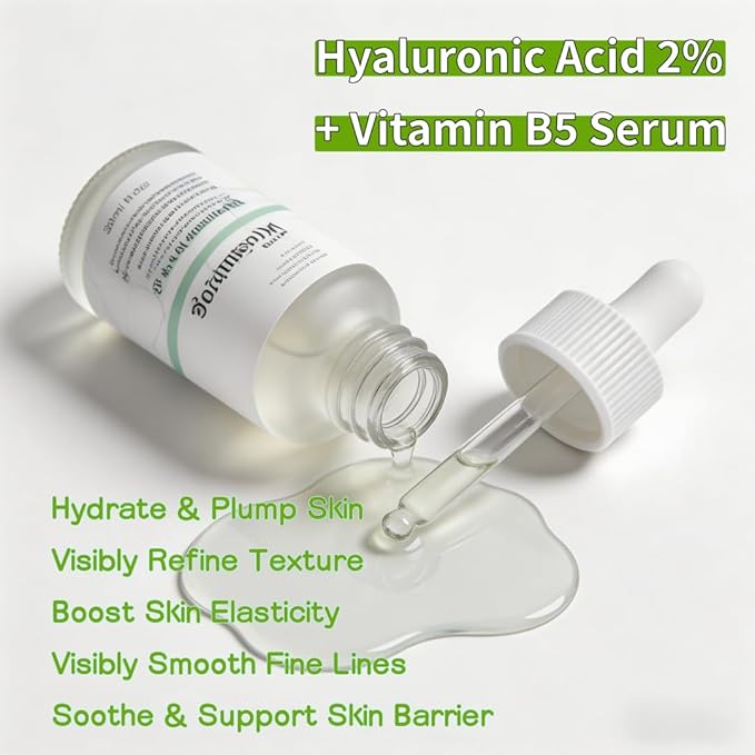 Deep Moisturizing Hyaluronic Acid 2% + Vitamin B5 Serum, Hydrating Face Serum with Ceramides, Supports Skin Plumpness & Elasticity, Helps Visibly Smooth Skin Texture, 1 fl oz (30ml)