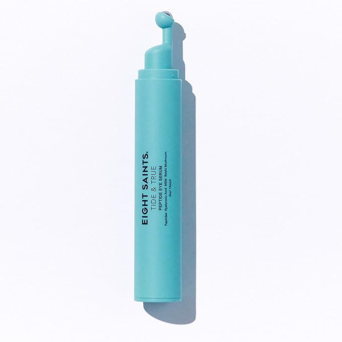 Eight Saints Tide & True Peptide Eye Serum for Puffiness & Wrinkles, Under Eye Roller Ball Treatment for Dark Circles & Fine Lines, Natural & Organic Eye Cream, 0.5 fl oz