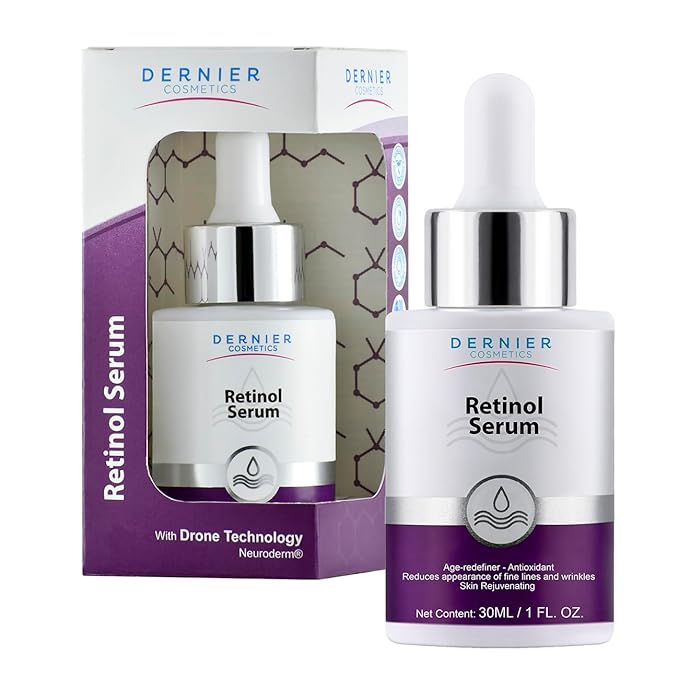 Dernier Retinol 1% Serum for Face - Anti-Aging Skin Care Serum with Hyaluronic Acid 0.5% - Reduces Wrinkles Fine Lines & Signs of Aging Night Moisturizer Ideal for Sensible Skin (1 fl oz)