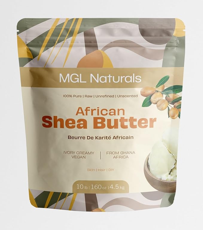MGL Naturals Raw African Shea Butter Ivory 10 lb, 100% Pure and Unrefined. Nourish and moisturize skin and hair. Use alone or DIY recipes. From Ghana (10 lb)