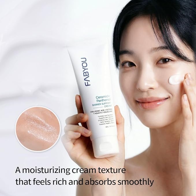 FABYOU Ceramide Panthenol Barrier Support Moisturizer 2.71 fl oz - Long-lasting Hydration & Soothing for Dry & Sensitive Skin, Strengthens Barrier with 8 Types of Hyaluronic Acid, Korean Skincare