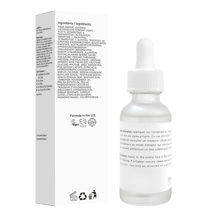 Buffet Multi-Technology Peptide Facial Serum, Peptide Serum Containing Hyaluronic Acid and Amino Acids, Suitable for Anti-aging, Firming Skin, Moisturizing, Polypeptide Facial Serum, 30ML/1FI OZ