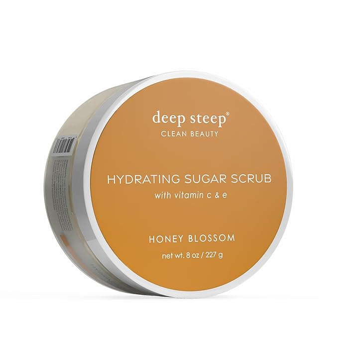 Deep Steep Sugar Scrub, Honey Blossom, 8 oz – Exfoliating Body Scrub with Organic Coconut Oil, Shea Butter & Argan Oil – Vegan, Clean Beauty, Smooth, Soft & Nourished Skin