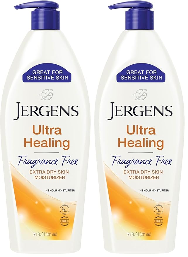 Jergens Ultra Healing Dry Skin Lotion,Hand and Body Moisturizer for Quick Absorption into Extra Dry Skin with Hydralucence Blend,Vitamins C,E and B5,White,21 oz,(Pack of 2)