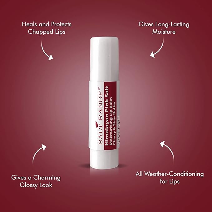 Salt Range Lip Balm with Cherry & Shea Butter – Hydrating and Soothing Lip Moisturizer for Deep Nourishment, Organic Chapstick, 12-Count Pack (24 Pieces) for Soft Lips
