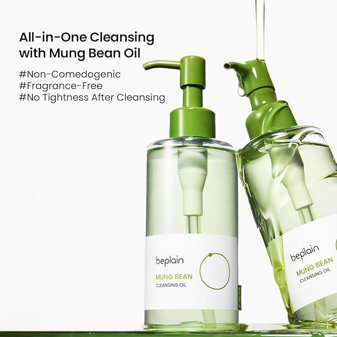 beplain Mung Bean Cleansing Oil(6.76fl.oz/200ml)| Fragrance-Free | Non-Comedogenic Tested| Makeup Blackhead Remover & Deep Pore Cleanser | Double Cleansing Korean Skincare (cleansing)