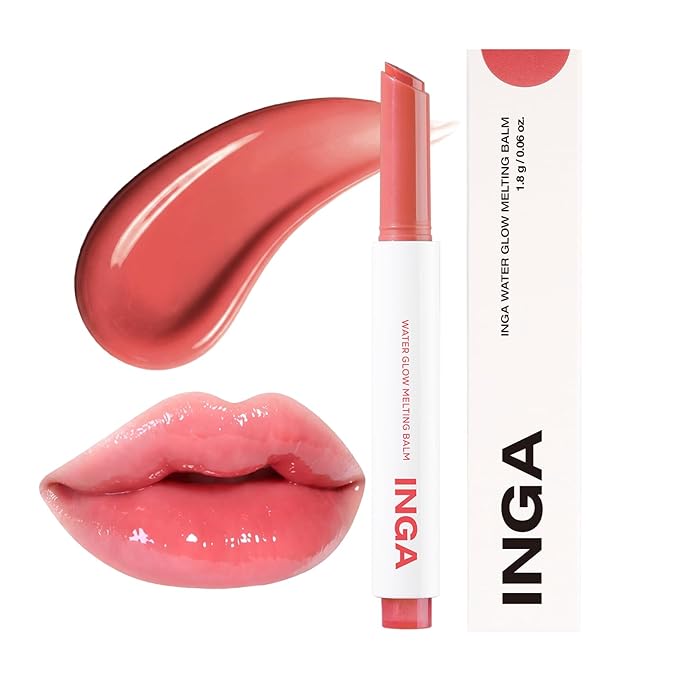 INGA Water Glow Melting Balm - Hydrating Tinted Lip Balm with Soft, Melt-On Texture, Natural Sheer, Glass-Like Finish with Non-Sticky, Lightweight Comfort (PLUM JUICE)