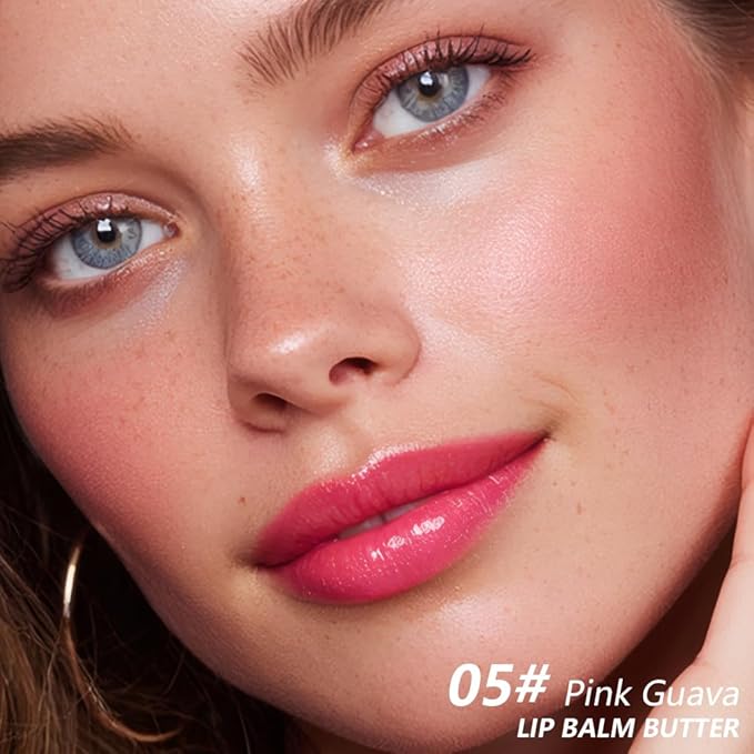 FeiCuiYun Summer Lip Butter Lip Balm, Ultra-Hydrating Natural Vegan Lip Balm, Sheer-Tinted Shine & Hydration, Soothes & Softens Dry Lips Skincare, Bálsamo labial hidratante #5 Pink Guava