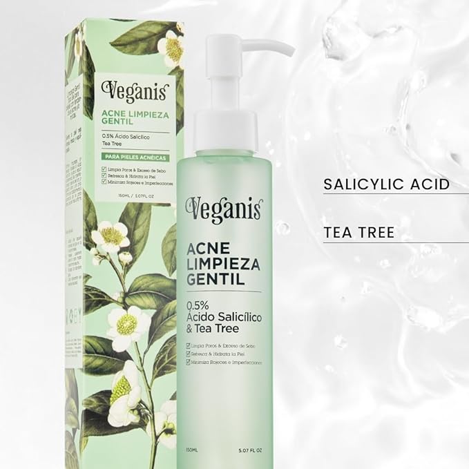 Gentle Acne Cleanser – 0.5% Salicylic Acid & Tea Tree – Daily Face Wash for Oily & Combination Skin – Helps Remove Impurities & Excess Oil – Vegan, Cruelty-Free Gel Cleanser