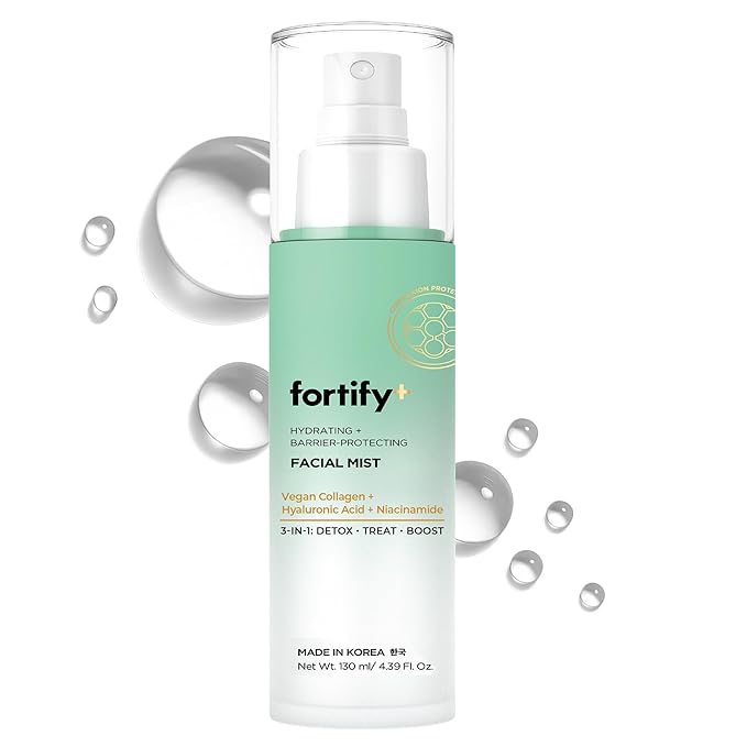 Fortify Skincare Collagen, Hyaluronic Acid & Niacinamide Face Mist – 3-in-1: Detox, Treat, Boost – Hydrating, Firming, Soothing Facial Spray – Dermatologist Tested – Vegan, Clean Beauty – 4.39 Fl Oz
