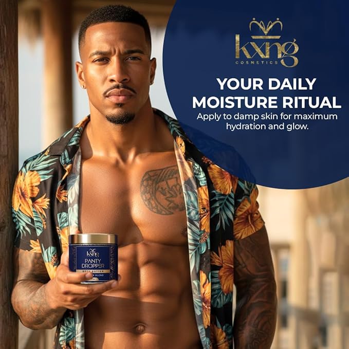 KXNG Cosmetics Organic Shea Body Butter Cream – 4oz | Mens Body Butter for Black Men & Women with Shea, Cocoa, Mango & Coconut Oil | Deep Hydrating Cream for Dry Skin, Hands & Feet