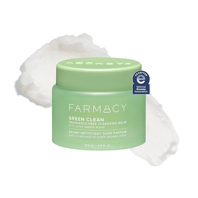 Farmacy Sensitive Skin Makeup Remover Cleansing Balm - Green Clean Waterproof Makeup Remover Balm + Oil Cleanser for Face - Melts Make Up + SPF - Hydrates + Softens Skin - Fragrance Free (100ml)