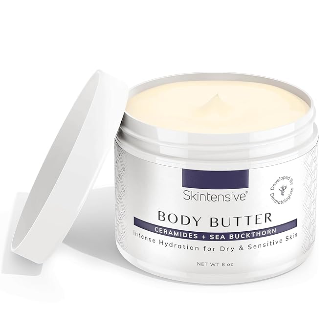SKINTENSIVE Body Butter with Sea Buckthorn Extract - Organic Coconut Oil Body Butter Ointment for Eczema-Prone Skin, 8 oz