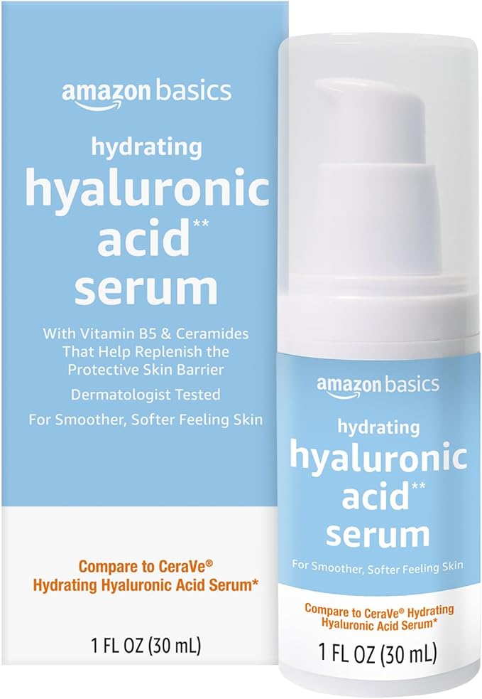 Amazon Basics Hydrating Hyaluronic Acid Serum with Essential Ceramides and Vitamin B, 1 Fluid Ounce