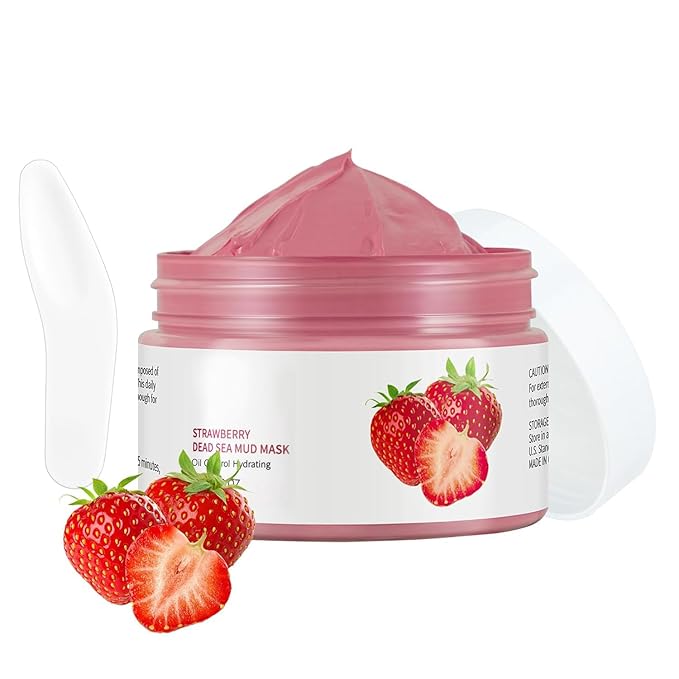 Clay Mud Face Mask for Women,Strawberry Dead Sea Mud Facial Mask Skincare,Deeping Cleansing,Oil Control,Hydrating Face Cleaning Clay Masks for All Skin Types (4.2OZ)