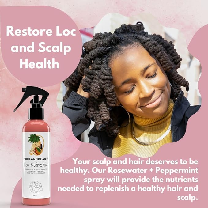 Rose Water For Locs, Daily Moisturizing Refreshing Spray, Rose Water For Hair, Rosewater and Peppermint Hair Scalp Moisturizer. (8 OUNCES)