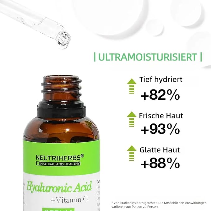 Neutriherbs Hyaluronic Acid Serum, Lightweight/Rapidly Hydrate Skin, Daily Facial Serum Improve Oily, Dehydrated, Acne-Prone Skin - 30ml / 1fl Oz
