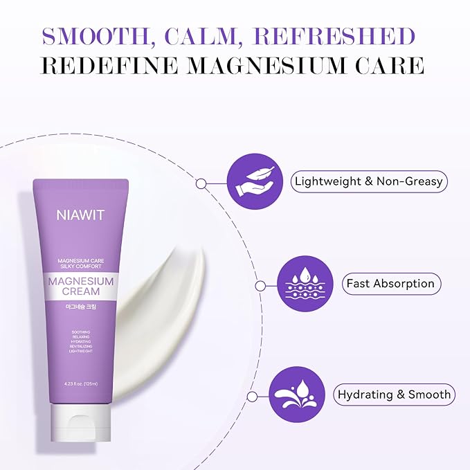 Magnesium Cream – Restful Sweet Sleep + Muscle Relaxation for Legs, Feet & Arms | Hydrating Body Cream with Magnesium & Shea Butter to Smooth Skin, Calm Gentle Formula 125 ml