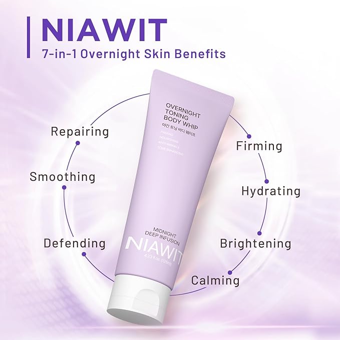 Overnight Toning Body Whip for Loose Skin & Cellulite – Firming and Tightening Body Cream for Arms, Thighs & Belly, Hydrating Anti-Wrinkle Moisturizer for Crepey Skin