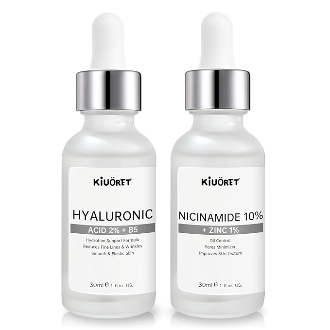 Hyaluronic Acid Serum & Niacinamide Serum Set 2PCS - Reduces Wrinkles, Smooths Fine Lines, Improves Skin Texture - Facial Serums Moisturizing, Oil-Regulating, Pore-Minimizing for All Skin Types