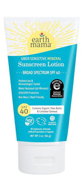 Earth Mama Uber-Sensitive Mineral Sunscreen Lotion SPF 40 | Non-Nano Zinc, Contains Organic Colloidal Oatmeal | Steroid-Free Eczema Cream for Baby, Kid & Family, 3-Ounce