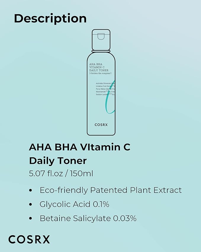 COSRX ABC Daily Toner, Korean Toner for Day & Night with AHA, BHA, & Vitamin C, Refreshing Exfoliating Toner for Clean Radiant Skin, Korean Skin Care, 150ml, 5.07 fl.oz