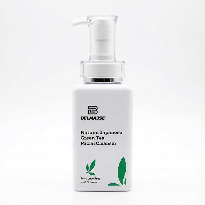 Natural Japanese Green Tea Facial Cleanser – Foaming Face Wash for Sensitive Skin with Aloe Vera, Chamomile & Cucumber | Hydrating Sulfate Free Green Tea Face Wash & Cleanser (10.14 fl oz / 300ml)