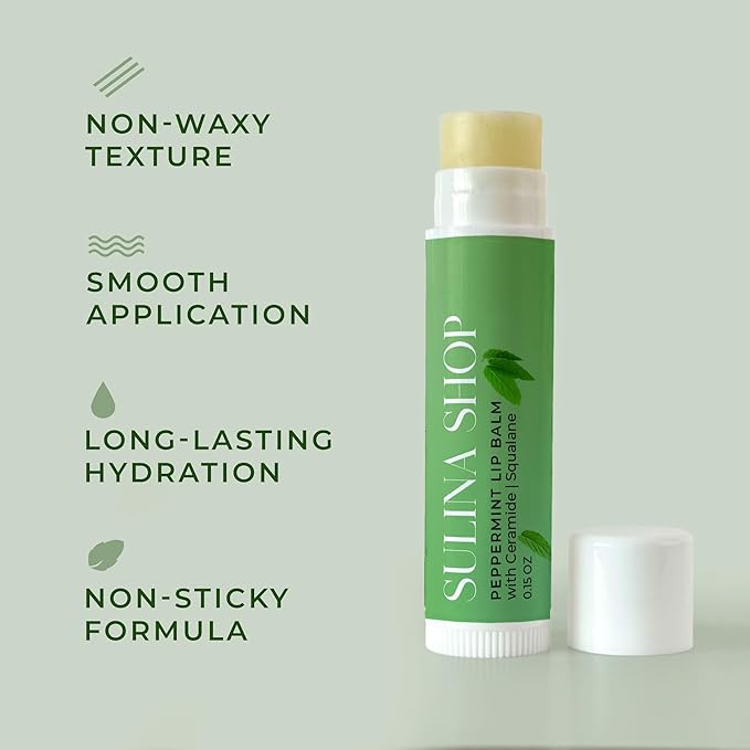 Peppermint Lip Balm Hydrating for Dry, Cracked Lips, Beeswax Lip Moisturizer Stick, Soothe Dryness, Restores Smoothness & Barrier Protection, Instant Moisture, Refreshing Lip Therapy - 0.15 Fl oz
