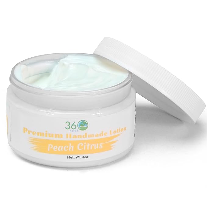 360Feel Peach Citrus Body Lotion - Hydrates with Coconut & Olive Oil, Plant-Based, Non-Greasy, Sensitive Skin, All Day Use