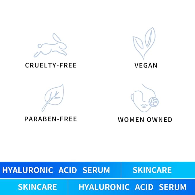 Hicream Hyaluronic Acid Serum for Face, Brightening Serum - Even Skin Tone&100% Pure Anti Aging, Intense Hydrating Moisturizer, Non-Greasy, Paraben-Free, Water-Based Skincare for All Skin Types (2 Oz)
