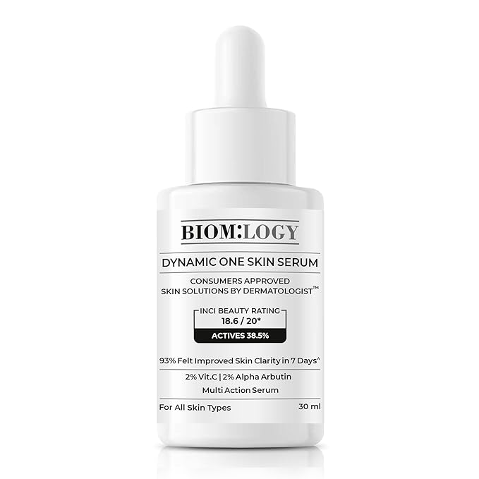 Biomlogy All-in-One Skin Serum with 38.5% Actives | 20% Niacinamide, 2% Vitamin C & 2% Alpha Arbutin | Multi-Benefit Formula for Smoother, Clearer & Even-Looking Skin | 1.01 Fl Oz (30 ml)
