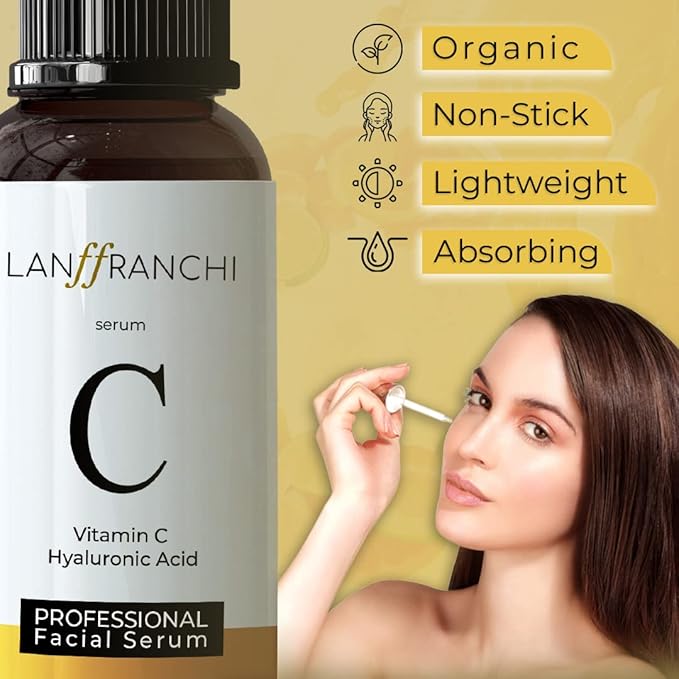 Vitamin C Face Serum with Hyaluronic Acid – Brightening & Anti-Aging Serum for Dark Spots, Acne Scars, Wrinkles & Fine Lines – Hydrating, Plant-Based, Fragrance-Free Skincare for All Skin Types (1 oz)
