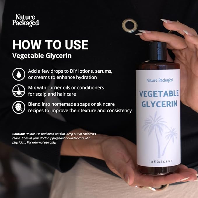 Vegetable Glycerin Oil - 100% Pure Plant Based Glycerol for DIY Skincare, Hair Care, Soap Making & Cosmetics - Vegan Moisturizing Humectant for Lotions & Creams - USP Grade 16oz 2packs