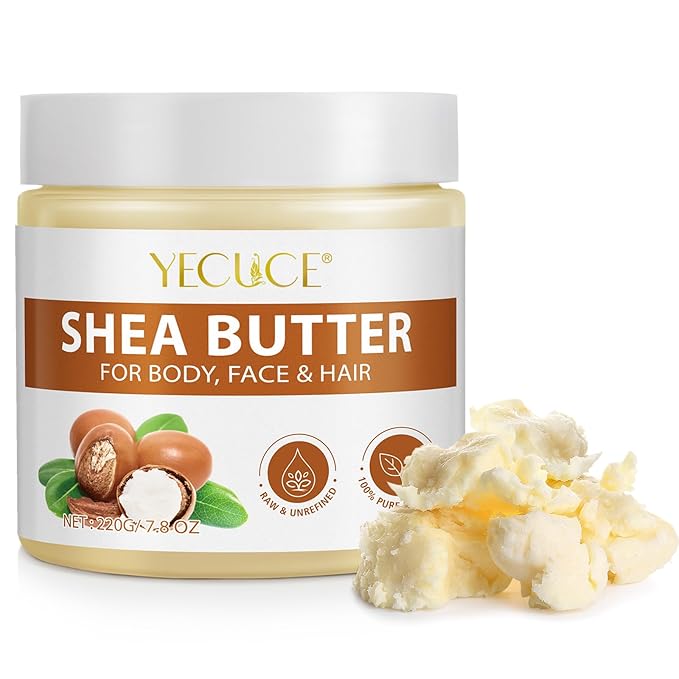 Bieyoc Pure Shea Butter, Unrefined Face & Body Butter for Women and Men- Natural Vitamin A, E & F - Long-Lasting Hydration for Dry Skin, Hair Care, 7.8 oz