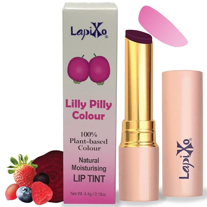 100% Plant-based Color Lip Tint, Unique Formula, Natural + Moisturizing | 2-in-1 | Non-Toxic, All Food Ingredients, Antioxidant-rich, Natural Matte Sheer, Buildable, 4.4g/0.15oz (Lilly Pilly color)