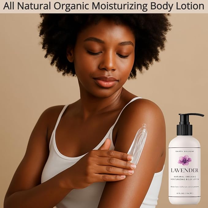 Natural Organic Moisturizing Body Lotion Lightweight & Non-Greasy, Shea Butter Body Lotion Made with All Natural Ingredients | For All Skin Types, Eco-friendly (8oz, Lavender)